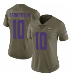 Women's Nike Minnesota Vikings #10 Fran Tarkenton Limited Olive 2017 Salute to Service NFL Jersey