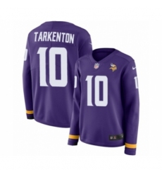 Women's Nike Minnesota Vikings #10 Fran Tarkenton Limited Purple Therma Long Sleeve NFL Jersey