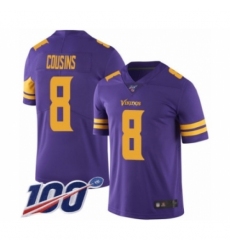 Men's Minnesota Vikings #8 Kirk Cousins Limited Purple Rush Vapor Untouchable 100th Season Football Jersey