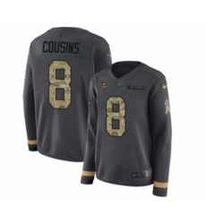 Women's Nike Minnesota Vikings #8 Kirk Cousins Limited Black Salute to Service Therma Long Sleeve NFL Jersey