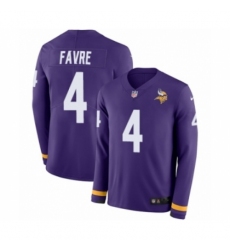 Youth Nike Minnesota Vikings #4 Brett Favre Limited Purple Therma Long Sleeve NFL Jersey