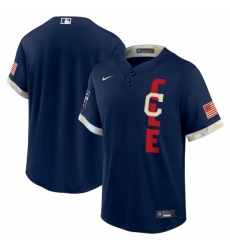 Men's Cleveland Indians Blank  Nike Navy 2021 MLB All-Star Game Replica Jersey