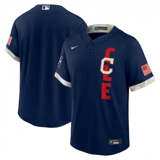 Men's Cleveland Indians Blank  Nike Navy 2021 MLB All-Star Game Replica Jersey