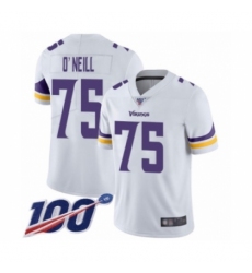 Men's Minnesota Vikings #75 Brian O'Neill White Vapor Untouchable Limited Player 100th Season Football Jersey