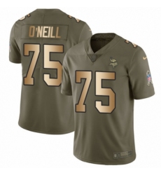 Men's Nike Minnesota Vikings #75 Brian O'Neill Limited Olive Gold 2017 Salute to Service NFL Jersey