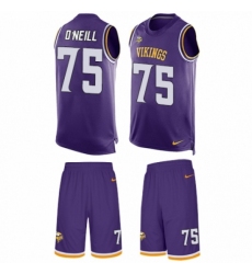 Men's Nike Minnesota Vikings #75 Brian O'Neill Limited Purple Tank Top Suit NFL Jersey