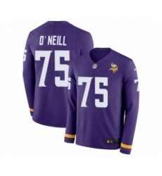 Men's Nike Minnesota Vikings #75 Brian O'Neill Limited Purple Therma Long Sleeve NFL Jersey