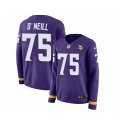 Women's Nike Minnesota Vikings #75 Brian O'Neill Limited Purple Therma Long Sleeve NFL Jersey