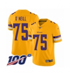 Youth Minnesota Vikings #75 Brian O'Neill Limited Gold Inverted Legend 100th Season Football Jersey