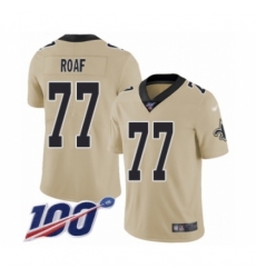 Men's New Orleans Saints #77 Willie Roaf Limited Gold Inverted Legend 100th Season Football Jersey