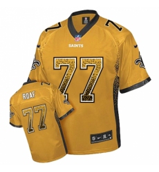 Men's Nike New Orleans Saints #77 Willie Roaf Elite Gold Drift Fashion NFL Jersey