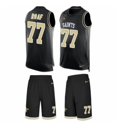 Men's Nike New Orleans Saints #77 Willie Roaf Limited Black Tank Top Suit NFL Jersey