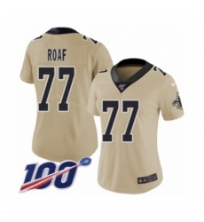 Women's New Orleans Saints #77 Willie Roaf Limited Gold Inverted Legend 100th Season Football Jersey