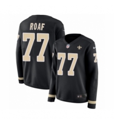 Women's Nike New Orleans Saints #77 Willie Roaf Limited Black Therma Long Sleeve NFL Jersey