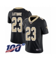 Men's New Orleans Saints #23 Marshon Lattimore Black Team Color Vapor Untouchable Limited Player 100th Season Football Jersey