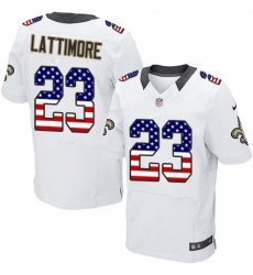 Men's Nike New Orleans Saints #23 Marshon Lattimore Elite White Road USA Flag Fashion NFL Jersey