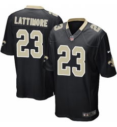 Men's Nike New Orleans Saints #23 Marshon Lattimore Game Black Team Color NFL Jersey