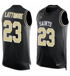 Men's Nike New Orleans Saints #23 Marshon Lattimore Limited Black Player Name & Number Tank Top NFL Jersey