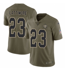 Men's Nike New Orleans Saints #23 Marshon Lattimore Limited Olive 2017 Salute to Service NFL Jersey