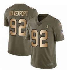 Nike New Orleans Saints #92 Marcus Davenport Olive Gold Men's Stitched NFL Limited 2017 Salute To Service Jersey