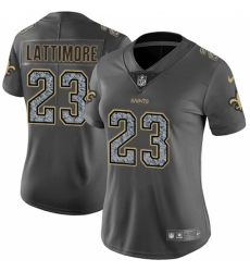 Women's Nike New Orleans Saints #23 Marshon Lattimore Gray Static Vapor Untouchable Limited NFL Jersey