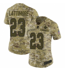 Women's Nike New Orleans Saints #23 Marshon Lattimore Limited Camo 2018 Salute to Service NFL Jersey
