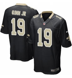 Men's Nike New Orleans Saints #19 Ted Ginn Jr Game Black Team Color NFL Jersey