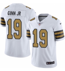 Men's Nike New Orleans Saints #19 Ted Ginn Jr Limited White Rush NFL Jersey