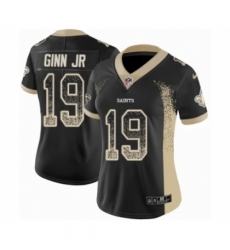 Women's Nike New Orleans Saints #19 Ted Ginn Jr Limited Black Rush Drift Fashion NFL Jersey