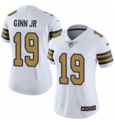 Women's Nike New Orleans Saints #19 Ted Ginn Jr Limited White Rush NFL Jersey