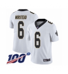 Men's New Orleans Saints #6 Thomas Morstead White Vapor Untouchable Limited Player 100th Season Football Jersey