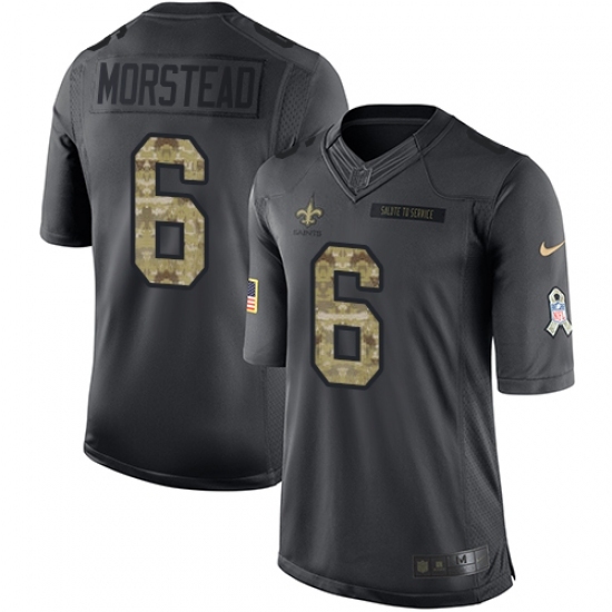 Men's Nike New Orleans Saints #6 Thomas Morstead Limited Black 2016 Salute to Service NFL Jersey Men's Nike New Orleans Saints #6 Thomas Morstead Limited Black 2016 Salute to Service NFL Jersey