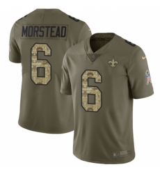 Men's Nike New Orleans Saints #6 Thomas Morstead Limited Olive/Camo 2017 Salute to Service NFL Jersey