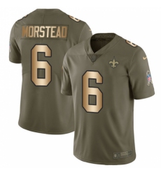 Men's Nike New Orleans Saints #6 Thomas Morstead Limited Olive/Gold 2017 Salute to Service NFL Jersey