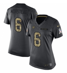 Women's Nike New Orleans Saints #6 Thomas Morstead Limited Black 2016 Salute to Service NFL Jersey