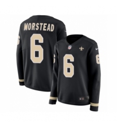 Women's Nike New Orleans Saints #6 Thomas Morstead Limited Black Therma Long Sleeve NFL Jersey