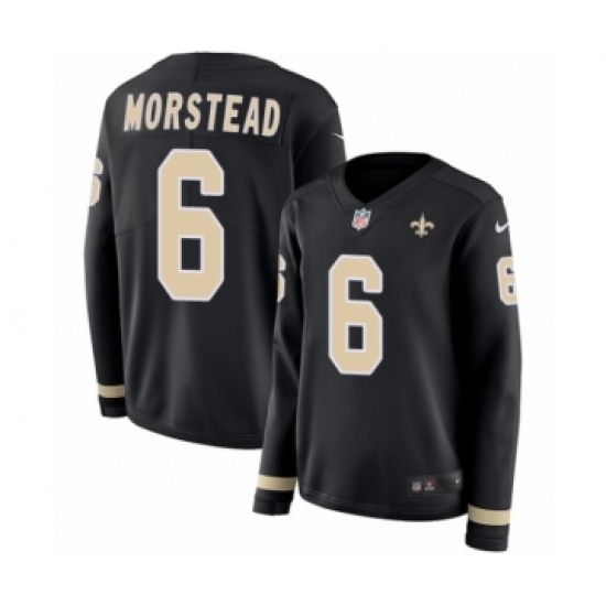 Women's Nike New Orleans Saints #6 Thomas Morstead Limited Black Therma Long Sleeve NFL Jersey Women's Nike New Orleans Saints #6 Thomas Morstead Limited Black Therma Long Sleeve NFL Jersey
