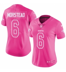 Women's Nike New Orleans Saints #6 Thomas Morstead Limited Pink Rush Fashion NFL Jersey