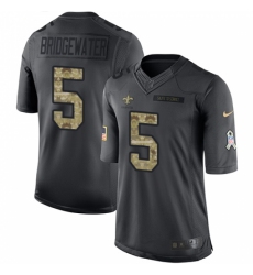 Men's Nike New Orleans Saints #5 Teddy Bridgewater Limited Black 2016 Salute to Service NFL Jersey