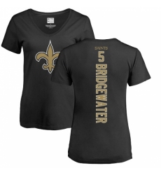 NFL Women's Nike New Orleans Saints #5 Teddy Bridgewater Black Backer Slim Fit T-Sh