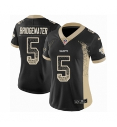 Women's Nike New Orleans Saints #5 Teddy Bridgewater Limited Black Rush Drift Fashion NFL Jersey