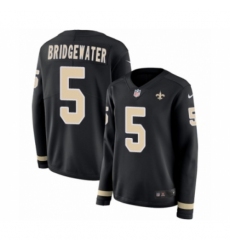 Women's Nike New Orleans Saints #5 Teddy Bridgewater Limited Black Therma Long Sleeve NFL Jersey