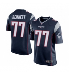 Men's New England Patriots #77 Michael Bennett Game Navy Blue Team Color Football Jersey