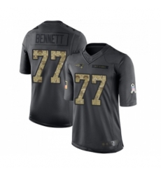 Men's New England Patriots #77 Michael Bennett Limited Black 2016 Salute to Service Football Jersey