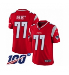 Men's New England Patriots #77 Michael Bennett Limited Red Inverted Legend 100th Season Football Jersey