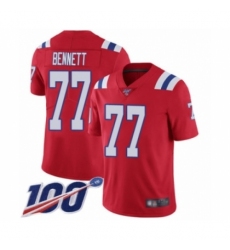 Men's New England Patriots #77 Michael Bennett Red Alternate Vapor Untouchable Limited Player 100th Season Football Jersey