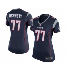 Women's New England Patriots #77 Michael Bennett Game Navy Blue Team Color Football Jersey