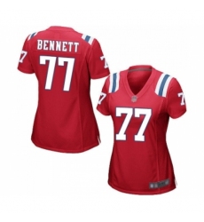 Women's New England Patriots #77 Michael Bennett Game Red Alternate Football Jersey