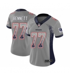 Women's New England Patriots #77 Michael Bennett Limited Gray Rush Drift Fashion Football Jersey