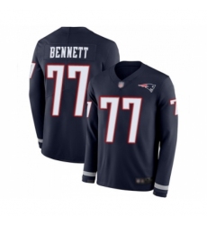 Youth New England Patriots #77 Michael Bennett Limited Navy Blue Therma Long Sleeve Football Jersey